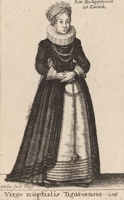 Jungfru från det tiguriska bröllopet, 1649. av Wenceslaus Hollar
