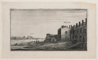 Whitehall från floden, med Lambeth i fjärran. av Wenceslaus Hollar