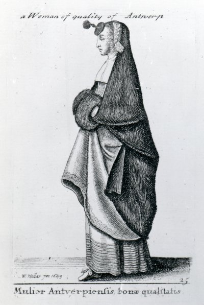 Kvalitetskvinna från Antwerpen, 1643 av Wenceslaus Hollar