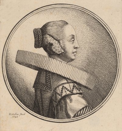 Kvinna med en ruff i profil, 1643. av Wenceslaus Hollar