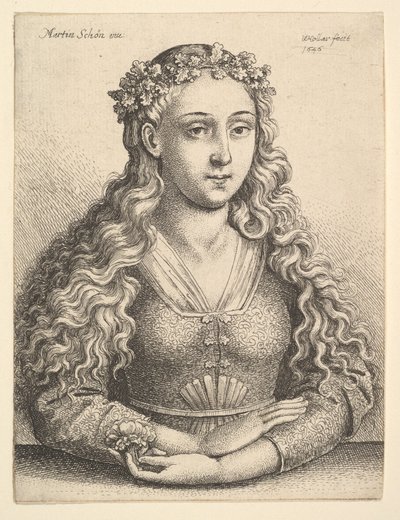 Kvinna med en krans av eklöv, 1646. av Wenceslaus Hollar