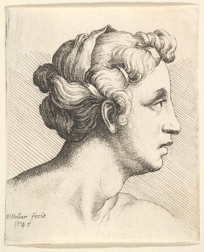 Kvinna med inbunden hårstrå i profil till höger, 1645. av Wenceslaus Hollar