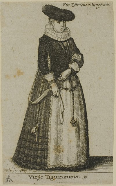 Ung Zürich kvinna av Wenceslaus Hollar
