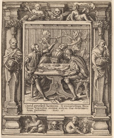 Spelare av Wenceslaus Hollar after Hans Holbein the Younger after Abraham van Diepenbeeck