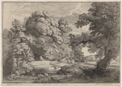 Bron över vattenfallet av Wenceslaus Hollar after Jacques d