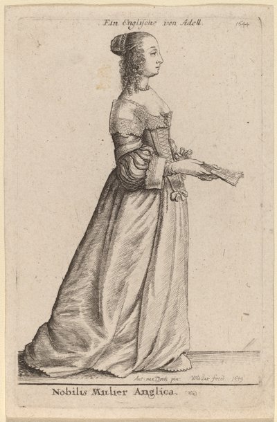 En ädel engelsk kvinna av Wenceslaus Hollar after Sir Anthony van Dyck