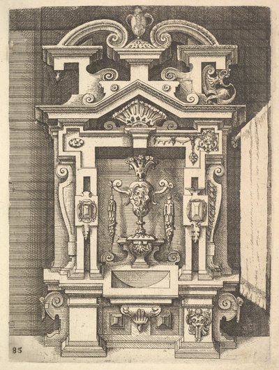 Design för en Lavabo, skylt 85 från Dietterlins Architectura, 1598. av Wendel Dietterlin the Elder