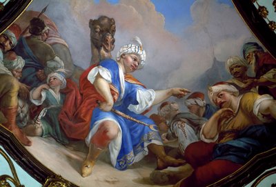 Fresko, stora salen i slottet Ploskovice, Böhmen. Tjeckien. av Wenzel Lorenz Reiner