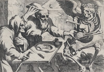 Gammalt par och död med säckpipa, 1612. av Werner Jacobsz. van den Valckert