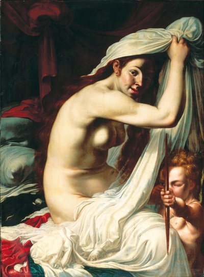 Venus och Amor av Werner Jacobsz van den Valckert