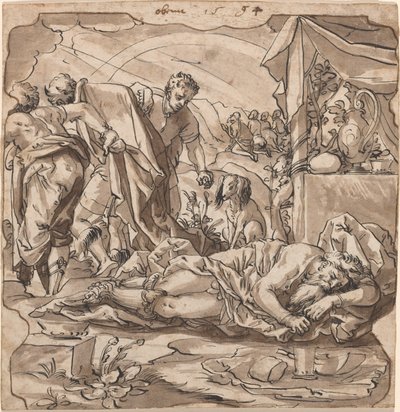 Noas fylleri av Werner Kübler after Tobias Stimmer