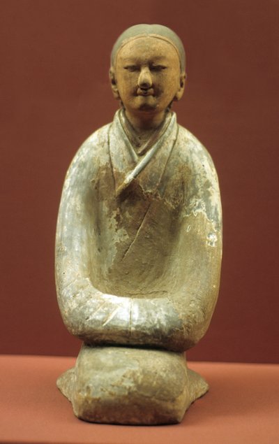 Kvinna som sitter på hälarna, 206 f.Kr.-8 e.Kr av Western Han Dynasty Chinese School