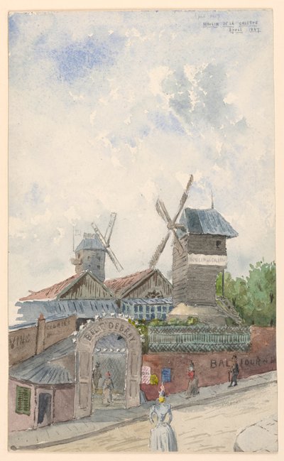 Teckning, Moulin de la Galette, Paris, april 1887 av Whitney Warren Jr.
