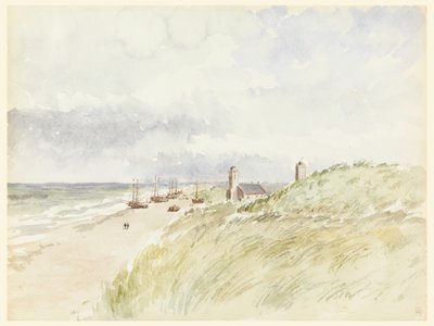 Teckning, Stranden vid Kativigh, Holland, 21 augusti 1887 av Whitney Warren Jr.