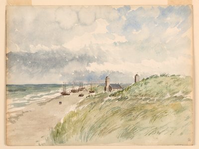 Teckning, Stranden vid Kativigh, Holland, 21 augusti 1887 av Whitney Warren Jr.