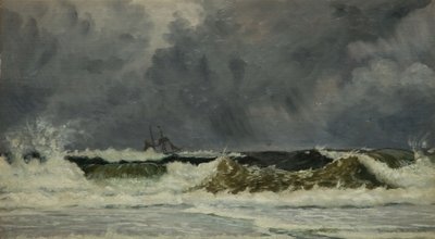 Ruggigt väder - Jyllands kust, 1884. av Whitworth Wallis