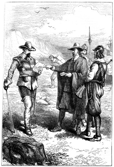 Samuel Gortons landar i Amerika, c1636 c1880. av Whymper
