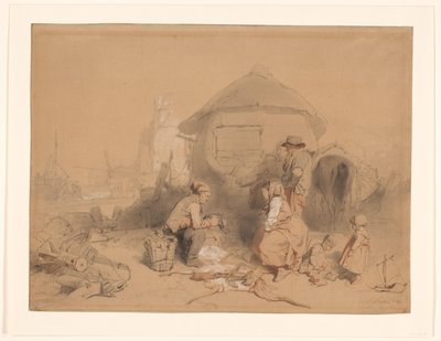 Samtal på stranden vid en ombyggd båt av Wijnand Nuijen (signed by artist)