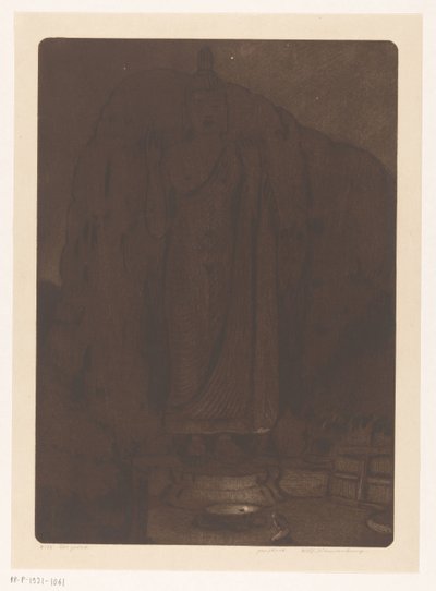 Bild van de boeddha Avukana vid Kekirawa på Sri Lanka Het gebed (originaltitel) av Wijnand Otto Jan Nieuwenkamp (signed by artist)