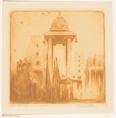 Gården till ett tempel i Brittiska Indien In the Temple (originaltitel) av Wijnand Otto Jan Nieuwenkamp (signed by artist)