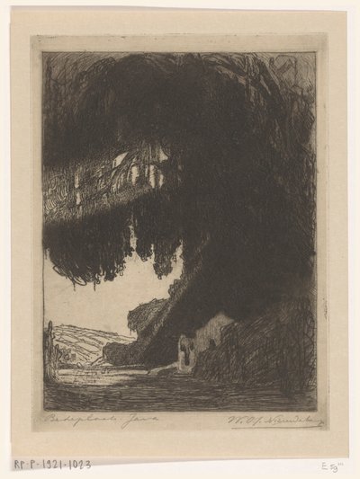 Kinesiskt kapell nära Semarang på Java Plats för tillbedjan (originaltitel) av Wijnand Otto Jan Nieuwenkamp (signed by artist)