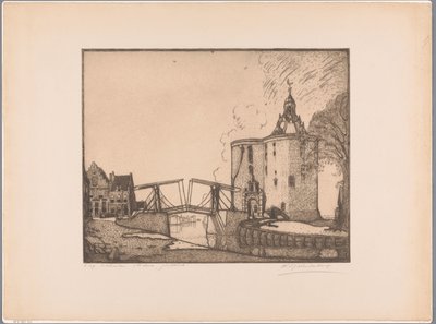 Utsikt över Drommedaris i Enkhuizen Enkhuizen, the Dromedary (originaltitel på objektet) av Wijnand Otto Jan Nieuwenkamp (signed by artist)