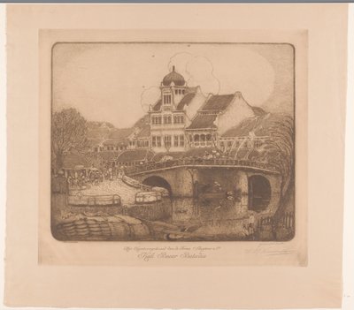 Kontorsbyggnaden för Firma Sluyters & Co. Kali Besar Batavia (originaltitel på objekt) av Wijnand Otto Jan Nieuwenkamp (signed by artist)