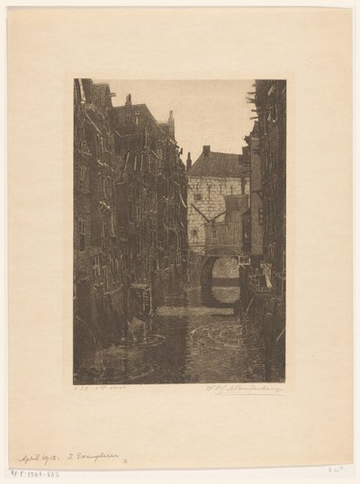 Hus på Voorstraatshaven i Dordrecht Kanal i Dordrecht (originaltitel) Dordrecht, sex etsningar av W.O.J. Nieuwenkamp och J.M. Degrees of Roggen (original serietitel) av Wijnand Otto Jan Nieuwenkamp (signed by artist)