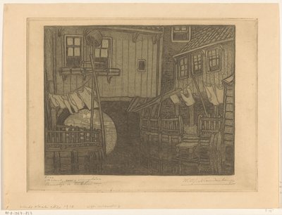Hus på hamnen i Enkhuizen Grannskap i Enkhuizen (originaltitel) av Wijnand Otto Jan Nieuwenkamp (signed by artist)