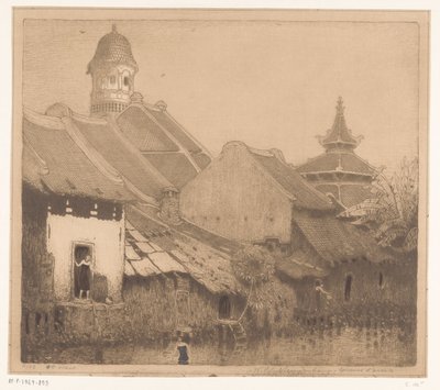 Hus på vattnet i Semarang In the kampong, Semarang (originaltitel) av Wijnand Otto Jan Nieuwenkamp (signed by artist)