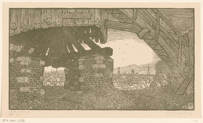 Nedre delen av en mjölkvarn i Brygge Väderkvarn i Brygge (originaltitel) av Wijnand Otto Jan Nieuwenkamp (signed by artist)