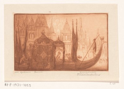 Fritidsbåt på Ganges i Benares Spelsegling, Benares (originaltitel) av Wijnand Otto Jan Nieuwenkamp (signed by artist)