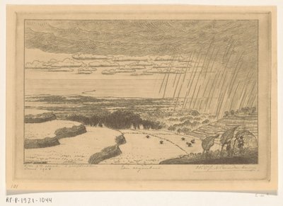 Nederbörd över risfälten vid Gitgit på Bali A Rainstorm (originaltitel) av Wijnand Otto Jan Nieuwenkamp (signed by artist)