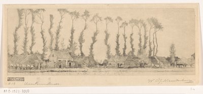 Rad av träd bakom hus i Haarlemmermeer In the Haarlemmermeer (originaltitel) av Wijnand Otto Jan Nieuwenkamp (signed by artist)