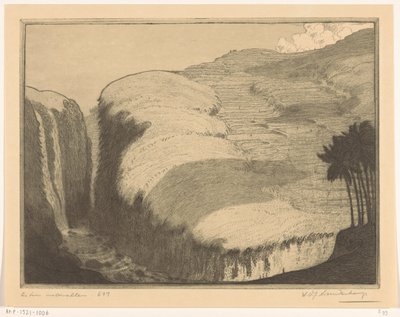 Två vattenfall i Gianyar på Bali De två vattenfallen (originaltitel) av Wijnand Otto Jan Nieuwenkamp (signed by artist)