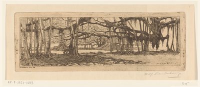 Waringin träd i en trädgård i Buitenzorg I trädgården i Buitenzorg (originaltitel) av Wijnand Otto Jan Nieuwenkamp (signed by artist)