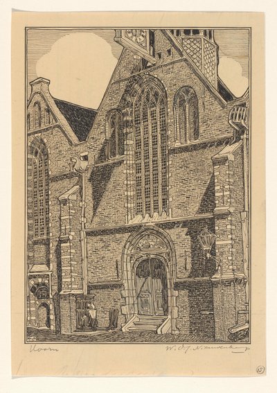 Västra fasaden av Noorderkerk i Hoorn av Wijnand Otto Jan Nieuwenkamp (signed by artist)