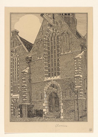 Västra fasaden av Noorderkerk i Hoorn av Wijnand Otto Jan Nieuwenkamp (signed by artist)