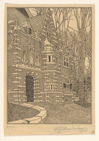 Södra portalen av Grote eller Sint-Nicolaaskerk i Edam av Wijnand Otto Jan Nieuwenkamp (signed by artist)