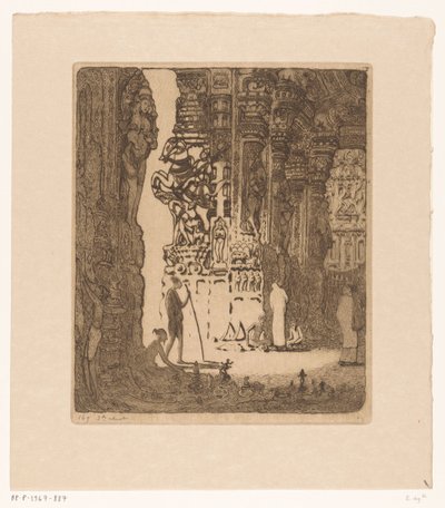 Skulpterade kolonner i en basar i Madurai Bazaar, Madura (originaltitel) av Wijnand Otto Jan Nieuwenkamp