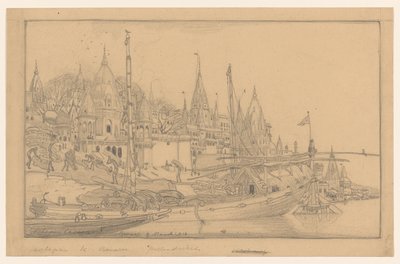 Flodstrand med fartyg i Benares av Wijnand Otto Jan Nieuwenkamp