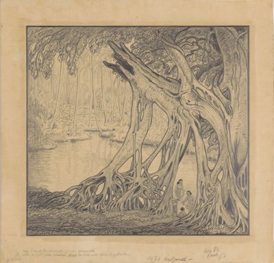Tropisk skog med badgäster av Wijnand Otto Jan Nieuwenkamp