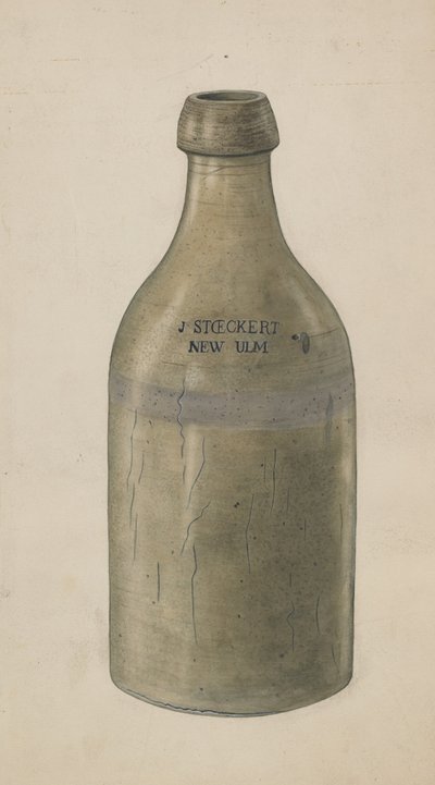 Stengods ölflaska, ca. 1938. av Wilbur M Rice