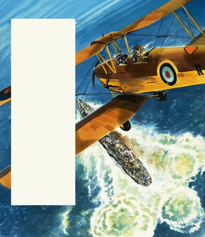 En Tiger Moth som patrullerar den brittiska kusten under andra världskriget av Wilf (20th century) Hardy