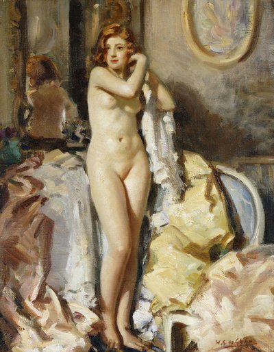 Står framför spegeln, rött huvud av Wilfred Gabriel de Glehn