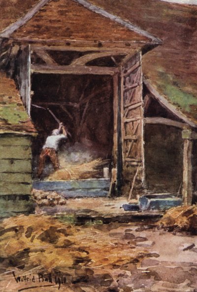 Old Abe, Flailing (färglitografi) av Wilfrid Williams Ball