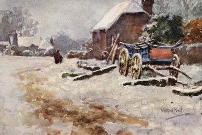 Vinterlandskap (färglitografi) av Wilfrid Williams Ball