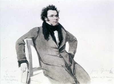 Franz Schubert (1797 - 1828), akvarell av August Reider av Wilhelm August Rieder
