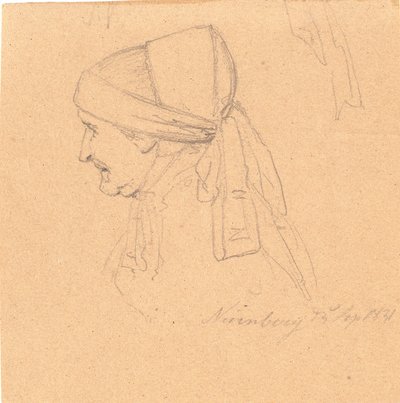Huvudet av en gammal kvinna. Profil till vänster av Wilhelm Bendz