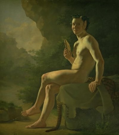 Ung Pan i en grotta. Modellfigur av Wilhelm Bendz